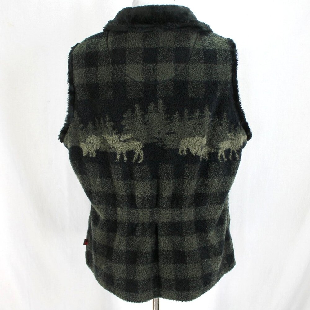 Woolrich Vest Womens Size L Green Black  Check Moose Full Zip Front Pockets - Picture 5 of 9